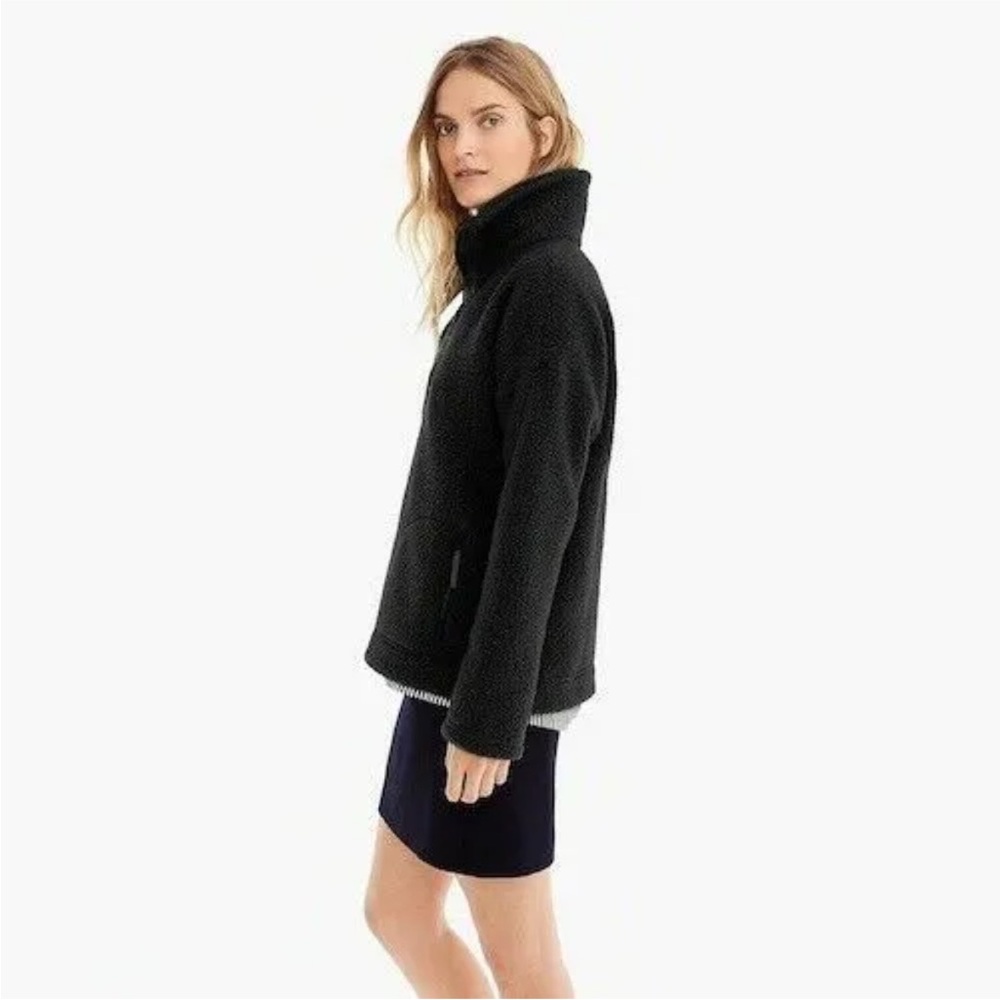 NWT J. CREW Polartec Women’s Fleece Half Zip Pullover Teddy Jacket Black XXS - Picture 9 of 9
